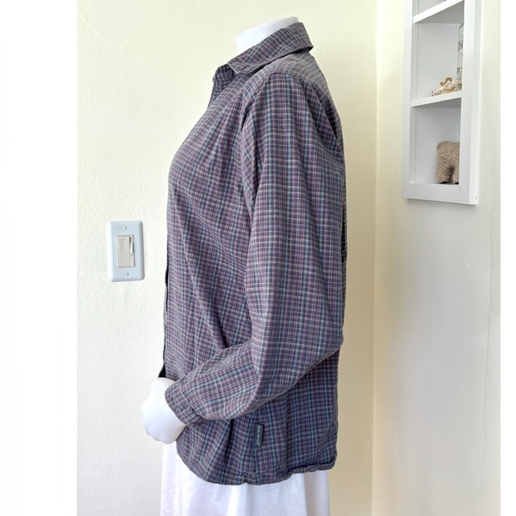 Woolrich purple grey gray pink plaid flannel button front long sleeve shirt - Picture 3 of 16